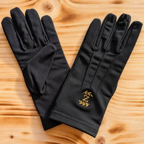 Gants noirs de Maître Secret – 4e degré REAA - Broderies exclusives - Coton